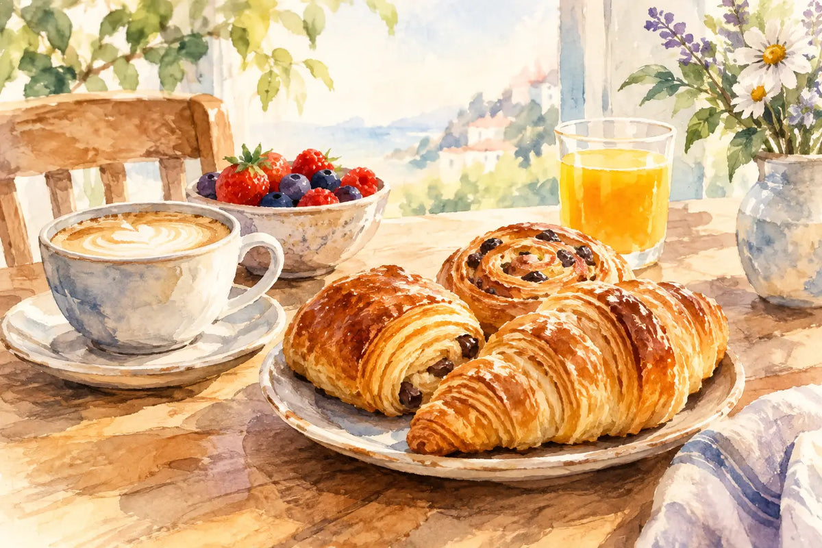 Desayuno con bollería artesanal, sin prisas
