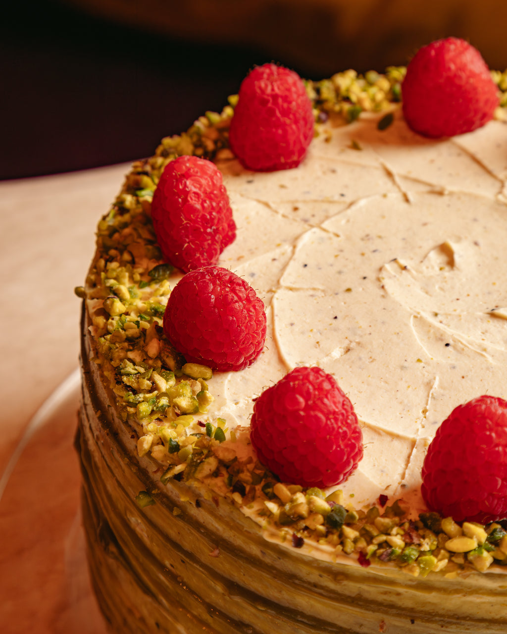 Tarta de Pistacho y Frambuesa